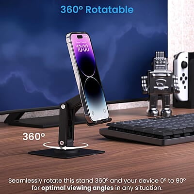 Ambrane 360° Rotation, Foldable Design Mobile Stand with Stable Metalic Round Base, Multiple Height & Angle adjustments Compatible with Smartphones, Tablets, Kindles & iPad Twistand 360 Ambrane 360° Rotation, Foldable Design Mobile Stand with Stable Metalic Round Base, Multiple Height & Angle adjustments Compatible with Smartphones, Tablets, Kindles & iPad Twistand 360