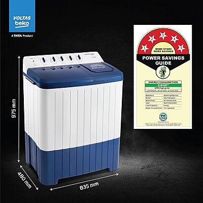 Voltas Beko, A Tata Product 8 Kg 5 Star Semi-automatic Top Load Washing Machine with Double Waterfall Technology Voltas Beko, A Tata Product 8 Kg 5 Star Semi-automatic Top Load Washing Machine with Double Waterfall Technology