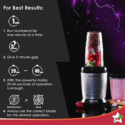 Wonderchef Nutri-Blend Thunder, 22000 RPM Mixer-Grinder, Blender, Stainless Steel 6-Blade 1000W Wonderchef Nutri-Blend Thunder, 22000 RPM Mixer-Grinder, Blender, Stainless Steel 6-Blade 1000W