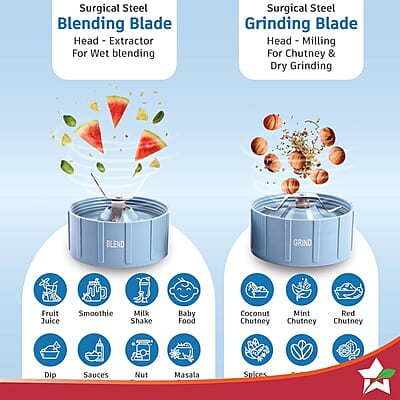Wonderchef Nutri Blend Snowflakes, 22000 RPM 2 Unbreakable Jars, Stainless Steel Blades, 400 W Wonderchef Nutri Blend Snowflakes, 22000 RPM 2 Unbreakable Jars, Stainless Steel Blades, 400 W