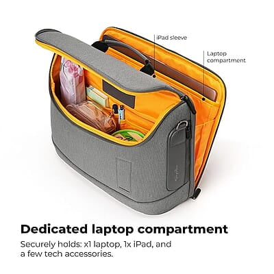 MOKOBARA The Transit Briefcase Vegan Leather & Nylon 15L Laptop Crossbody Messenger Bag for Men & Women MOKOBARA The Transit Briefcase Vegan Leather & Nylon 15L Laptop Crossbody Messenger Bag for Men & Women