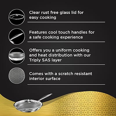 Preethi Diva Collection Triply Stainless Steel Fry Pan with API Technology, 26 cm, Gas & Induction Preethi Diva Collection Triply Stainless Steel Fry Pan with API Technology, 26 cm, Gas & Induction