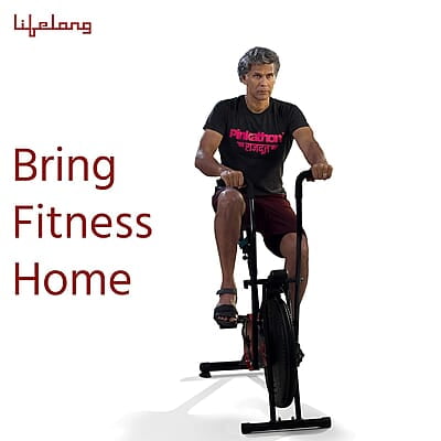Lifelong LLFCN18 Steel Exercise Air Bike with Moving Handles & Back Support