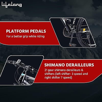 Lifelong Conqueror Freeride Shimano Gear Cycle,26T Steel MTB Unisex Cycle with 21 Speed Lifelong Conqueror Freeride Shimano Gear Cycle,26T Steel MTB Unisex Cycle with 21 Speed