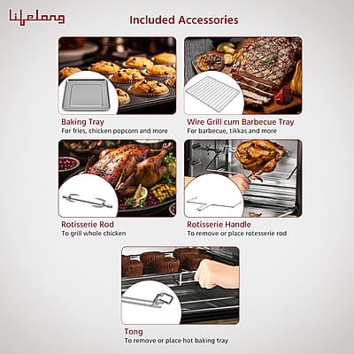Lifelong Otg 36L - Oven Toaster Griller With Rotisserie For Kitchen- 1500W