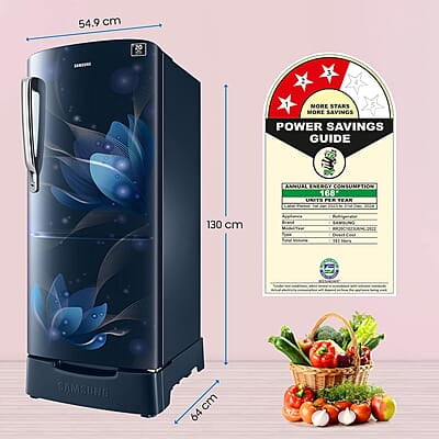 Samsung 183 L, 3 Star, Digital Inverter, Direct-Cool Single Door Refrigerator (RR20C1823U8/HL Samsung 183 L, 3 Star, Digital Inverter, Direct-Cool Single Door Refrigerator (RR20C1823U8/HL