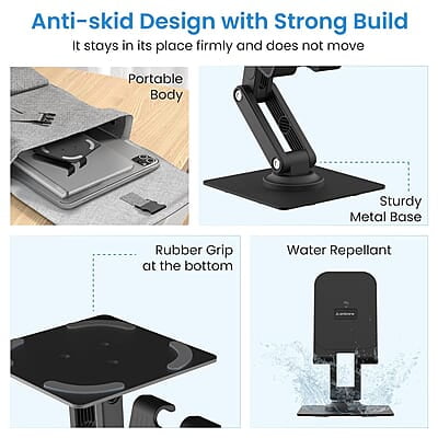 Ambrane 360° Rotation, Foldable Design Mobile Stand with Stable Metalic Round Base, Multiple Height & Angle adjustments Compatible with Smartphones, Tablets, Kindles & iPad Twistand 360 Ambrane 360° Rotation, Foldable Design Mobile Stand with Stable Metalic Round Base, Multiple Height & Angle adjustments Compatible with Smartphones, Tablets, Kindles & iPad Twistand 360