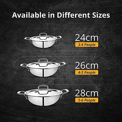 KENT Triply Kadai 26 CM with SS Lid 3.1 L KENT Triply Kadai 26 CM with SS Lid 3.1 L