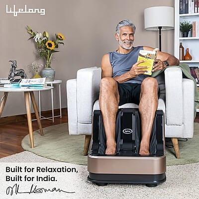 Lifelong Calf, Foot and Leg Massager Machine for Home 4 Vibration Motors mprove Blood Circulation, 80W