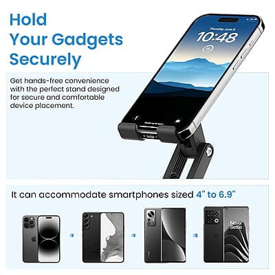 Ambrane 360° Rotation, Foldable Design Mobile Stand with Stable Metalic Round Base, Multiple Height & Angle adjustments Compatible with Smartphones, Tablets, Kindles & iPad Twistand 360 Ambrane 360° Rotation, Foldable Design Mobile Stand with Stable Metalic Round Base, Multiple Height & Angle adjustments Compatible with Smartphones, Tablets, Kindles & iPad Twistand 360