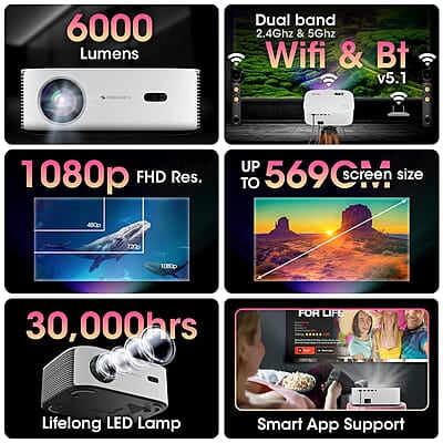 ZEBRONICS PIXAPLAY 17, Smart LED Projector, 6000 Lumens, 4K Support, Dolby Audio, 224 Inch Screen Size, HDMI, USB, WiFi, 1080p Native, APP Support, Miracast, Auto Keystone, Auto Focus ZEBRONICS PIXAPLAY 17, Smart LED Projector, 6000 Lumens, 4K Support, Dolby Audio, 224 Inch Screen Size, HDMI, USB, WiFi, 1080p Native, APP Support, Miracast, Auto Keystone, Auto Focus