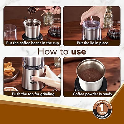 AGARO Regency Electric Coffee Grinder, 85 Grams, Coffee Grinder Machine, Espresso Grinder AGARO Regency Electric Coffee Grinder, 85 Grams, Coffee Grinder Machine, Espresso Grinder