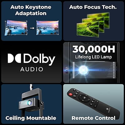 ZEBRONICS PIXAPLAY 29, Smart Projector, 6500 Lumens, Dolby Audio, 4K Support, 200 Inch Screen Size, Supports Bluetooth, HDMI, USB, WiFi, 1080p Native, Auto Focus, Keystone, APP Support, Miracast ZEBRONICS PIXAPLAY 29, Smart Projector, 6500 Lumens, Dolby Audio, 4K Support, 200 Inch Screen Size, Supports Bluetooth, HDMI, USB, WiFi, 1080p Native, Auto Focus, Keystone, APP Support, Miracast