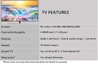 Samsung 163 cm (65 Inches) 4K Ultra HD Smart QLED TV QA65Q80RAKXXL
