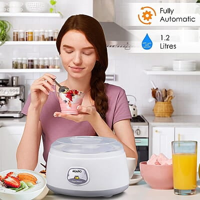 AGARO Classic Portable Yogurt Maker, 1.2L Capacity, Electric, Automatic, Grey and White. Visit the AGARO Store
