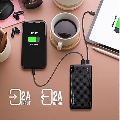 ZEBRONICS ME53 Power Bank, 10000 mAh, 10W, Dual USB Output, Type C & Micro USB Input, Built in Protections, Percentage LED Display, Included USB to Type C Cable ZEBRONICS ME53 Power Bank, 10000 mAh, 10W, Dual USB Output, Type C & Micro USB Input, Built in Protections, Percentage LED Display, Included USB to Type C Cable
