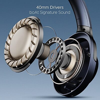 boAt Nirvana 751 ANC w/Hybrid Active Noise Cancelling, Up to 65 Hours Playtime, ASAP Charge, Ambient Sound Mode, Immersive Sound, Carry Pouch Bluetooth Wireless Over Ear Headphones