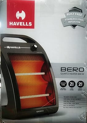 Havells Bero Quartz Heater Black 800 watt 2 Heat Settings Havells Bero Quartz Heater Black 800 watt 2 Heat Settings