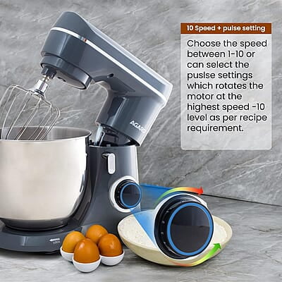 AGARO Elegant Stand Mixer, 1400W with 5.5L SS Bowl, 10 Speed Settings, Pulse Function, 100% Copper Motor AGARO Elegant Stand Mixer, 1400W with 5.5L SS Bowl, 10 Speed Settings, Pulse Function, 100% Copper Motor