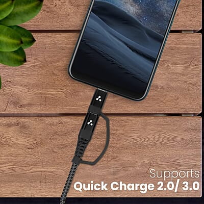 Ambrane 2 in 1 Type-C & Micro USB Cable with 3A Fast Charging Mobile Cable, 480 mbps Data Sync Ambrane 2 in 1 Type-C & Micro USB Cable with 3A Fast Charging Mobile Cable, 480 mbps Data Sync