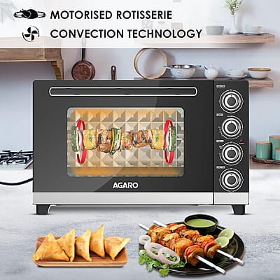 AGARO ROYAL 60 Litres Oven Toaster Griller (OTG), Motorised Rotisserie, Convection, 3 Heating Modes, 3 Function Options, 2000W AGARO ROYAL 60 Litres Oven Toaster Griller (OTG), Motorised Rotisserie, Convection, 3 Heating Modes, 3 Function Options, 2000W