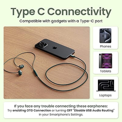 Ambrane Type C Wired in Ear Earphones with in-Line Mic for Clear Calling,1.2M Cable,10Mm Dynamic Drivers for Boostedbass,Control Buttons for iPhone 15,Samsung&Type C Devices Stringz 38C Ambrane Type C Wired in Ear Earphones with in-Line Mic for Clear Calling,1.2M Cable,10Mm Dynamic Drivers for Boostedbass,Control Buttons for iPhone 15,Samsung&Type C Devices Stringz 38C