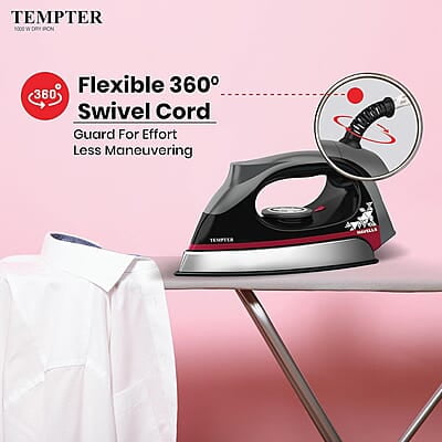 Havells Abs Tempter 1000 Watts Dry Iron Press With Greblon E2 Grade Non-Stick Coated Sole Plate