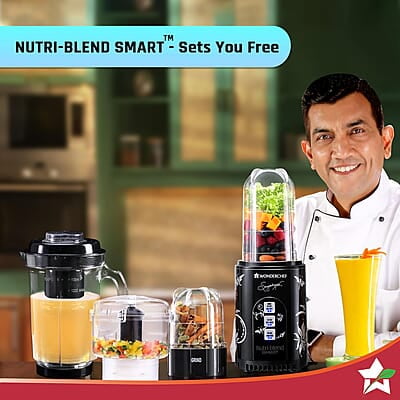 Wonderchef Nutri Blend Smart CKM Automatic Mixer Grinder 22000 RPM 4 Unbreakable Jars 500 W