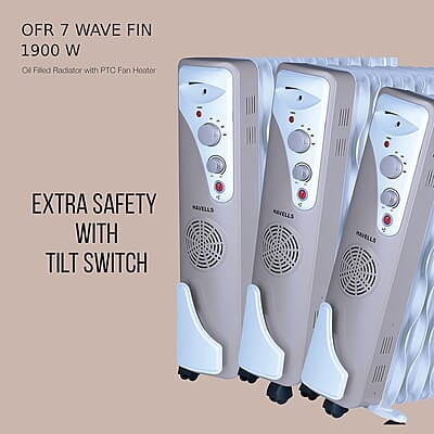 Havells OFR 7 Wave Fins with Fan 1900 watt white