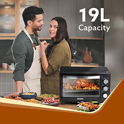 AGARO Marvel 19 Liters Oven Toaster Griller,Motorised Rotisserie Cake Baking Otg With 5 Heating Mode,(Black),1280 Watts AGARO Marvel 19 Liters Oven Toaster Griller,Motorised Rotisserie Cake Baking Otg With 5 Heating Mode,(Black),1280 Watts