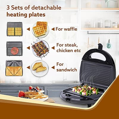 AGARO Regal 750 Watts 3-In-1 Sandwich Maker