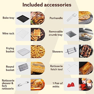 AGARO Regal Plus Air Fryer For Home, 23L, Rotisserie Convection Oven, Electric Oven,1800W,16 Preset Programs AGARO Regal Plus Air Fryer For Home, 23L, Rotisserie Convection Oven, Electric Oven,1800W,16 Preset Programs