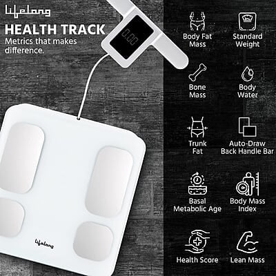 Lifelong 8 electrode Smart Body Fat Scale With weight display and Bmi on handle Lifelong 8 electrode Smart Body Fat Scale With weight display and Bmi on handle
