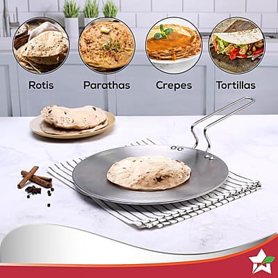 Wonderchef Nigella Tri-Ply 26 cm Roti Tawa 4mm Thickness Compatible with All cooktops