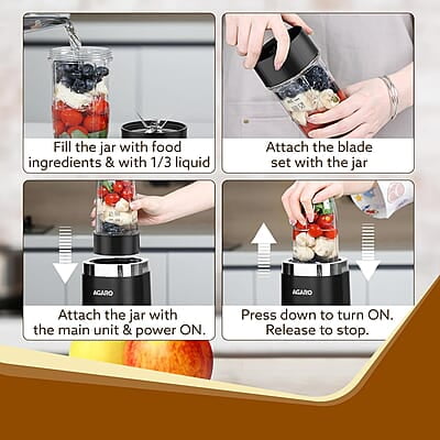 AGARO Galaxy 3 Jar Personal Blender, 400W, Serrated and Cross Blade with Detachable Base, Mixer/Grinder/Smoothie/Juice Maker, Black AGARO Galaxy 3 Jar Personal Blender, 400W, Serrated and Cross Blade with Detachable Base, Mixer/Grinder/Smoothie/Juice Maker, Black