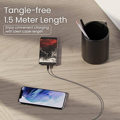 Ambrane Unbreakable 60W / 3A Fast Charging 1.5m Braided Micro USB Cable for Smartphones, Tablets, Laptops & other Micro USB devices, 480Mbps Data Sync, Quick Charge 3.0 (RCM15 Ambrane Unbreakable 60W / 3A Fast Charging 1.5m Braided Micro USB Cable for Smartphones, Tablets, Laptops & other Micro USB devices, 480Mbps Data Sync, Quick Charge 3.0 (RCM15