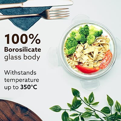 AGARO Elite Borosilicate Glass Lunch Box, 3pcs Set, 400ml Each, Office Tiffin Box with Bag AGARO Elite Borosilicate Glass Lunch Box, 3pcs Set, 400ml Each, Office Tiffin Box with Bag