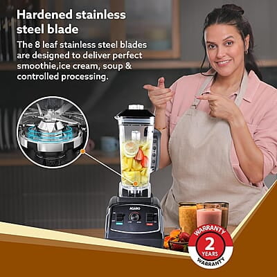 AGARO Grand Professional Blender/Grinder/Mixer, 2000 watts, 2 Litres BPA Free Jar, Commercial heavy duty blender, High Power & Speed Blender, 100% Copper Motor, Pulse Function, 8 Leaf SS Blade AGARO Grand Professional Blender/Grinder/Mixer, 2000 watts, 2 Litres BPA Free Jar, Commercial heavy duty blender, High Power & Speed Blender, 100% Copper Motor, Pulse Function, 8 Leaf SS Blade