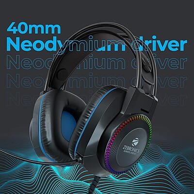 Zebronics Jet Premium Wired Gaming On Ear Headphone with LED Light for earcups, 40mm Neodymium Drivers, 2 Meter Braided Cable, Flexible mic, Suspension Headband, 3.5mm + USB Connector Zebronics Jet Premium Wired Gaming On Ear Headphone with LED Light for earcups, 40mm Neodymium Drivers, 2 Meter Braided Cable, Flexible mic, Suspension Headband, 3.5mm + USB Connector