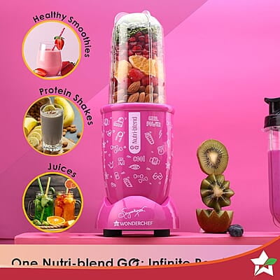 Wonderchef Nutri-blend GO, 22000 RPM 400 W 1 Unbreakable Jar Wonderchef Nutri-blend GO, 22000 RPM 400 W 1 Unbreakable Jar