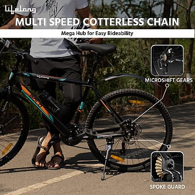 Lifelong Cycle for Adults - MTB Gear Cycle, Mountain Bike with V- Brakes - Lightweight, Bicycle for Men and Women Rider