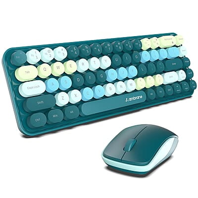 Ambrane Combo of Wireless Keyboard with Mouse Retro Typewriter Inspired, 2.4GHz for Desktop, Laptop, MacBook and Devices with USB Support, Compact Light-Weight, Single Nano Receiver KeyPop