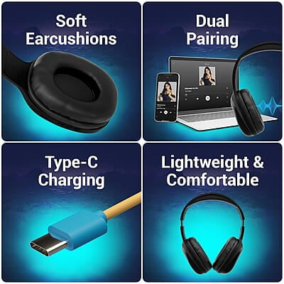 ZEBRONICS Thunder PRO Over Ear Wireless Headphone with Dual Pairing, Gaming Mode, ENC, Bluetooth, Call Function, Aux, Micro SD, Voice Assistant, Deep Bass, Up to 60h Backup ZEBRONICS Thunder PRO Over Ear Wireless Headphone with Dual Pairing, Gaming Mode, ENC, Bluetooth, Call Function, Aux, Micro SD, Voice Assistant, Deep Bass, Up to 60h Backup