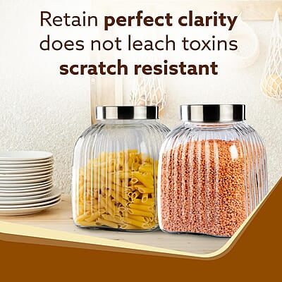 AGARO Elegant Glass Jar 3500 ml, Steel Lid, Storage Glass Container AGARO Elegant Glass Jar 3500 ml, Steel Lid, Storage Glass Container