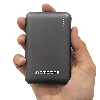 Ambrane 10000mAh Slimmest & Compact (Pocket/Bag Friendly) Powerbank, 22.5W Fast Charging, USB & Type C Output