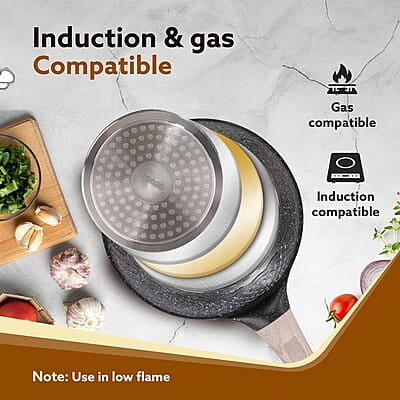 AGARO Imperial Granite Non Stick Fry Pan, 1.1L / 20cm, Cast Aluminium Body AGARO Imperial Granite Non Stick Fry Pan, 1.1L / 20cm, Cast Aluminium Body