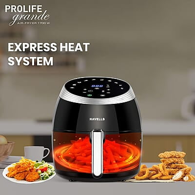 Havells Grande Air Fryer with Aero Crisp Technology, 6.5 Litre Large Pan Capacity, 10 Pre- Set Menu Havells Grande Air Fryer with Aero Crisp Technology, 6.5 Litre Large Pan Capacity, 10 Pre- Set Menu