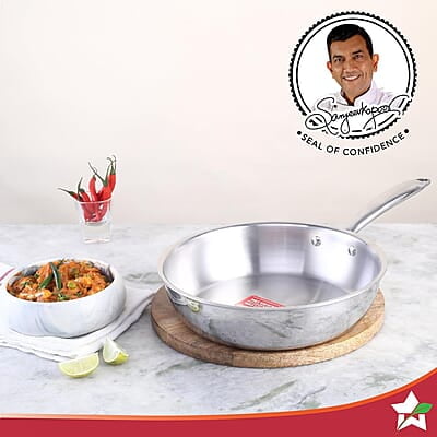 Wonderchef Nigella Tri-ply Stainless Steel 20 cm Fry Pan 1.1 litre 2.5mm Thickness Wonderchef Nigella Tri-ply Stainless Steel 20 cm Fry Pan 1.1 litre 2.5mm Thickness