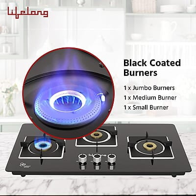 Lifelong LLHT913 Sigma Auto Ignition Counter-Top Hob Top High Efficiency 3 Burner Sleek Design Lifelong LLHT913 Sigma Auto Ignition Counter-Top Hob Top High Efficiency 3 Burner Sleek Design
