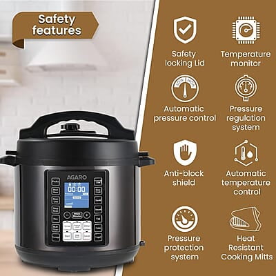 AGARO Imperial Electric Pressure Cooker, 6 litre, 14 Pre-Set multi Cooking Functions, Adjustable Pressure AGARO Imperial Electric Pressure Cooker, 6 litre, 14 Pre-Set multi Cooking Functions, Adjustable Pressure